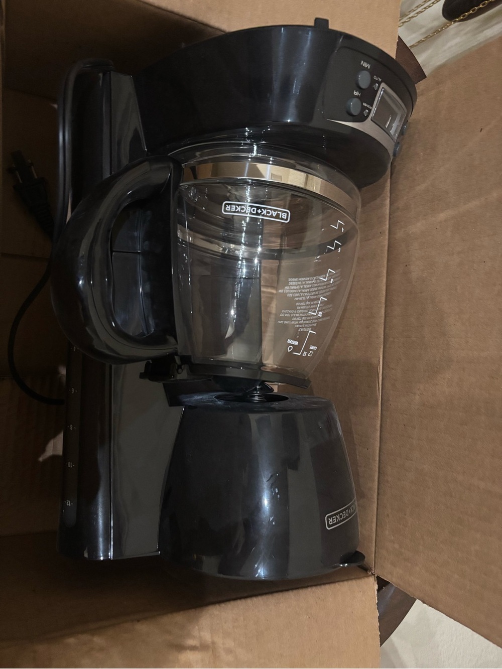 Black & Decker Black Drip Coffee Maker with Clear Glass Carafe